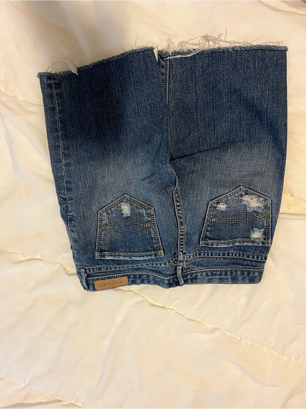 Madewell Blue Distressed Cropped Denim Skirt